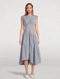The Check Gathered Midi Dress
