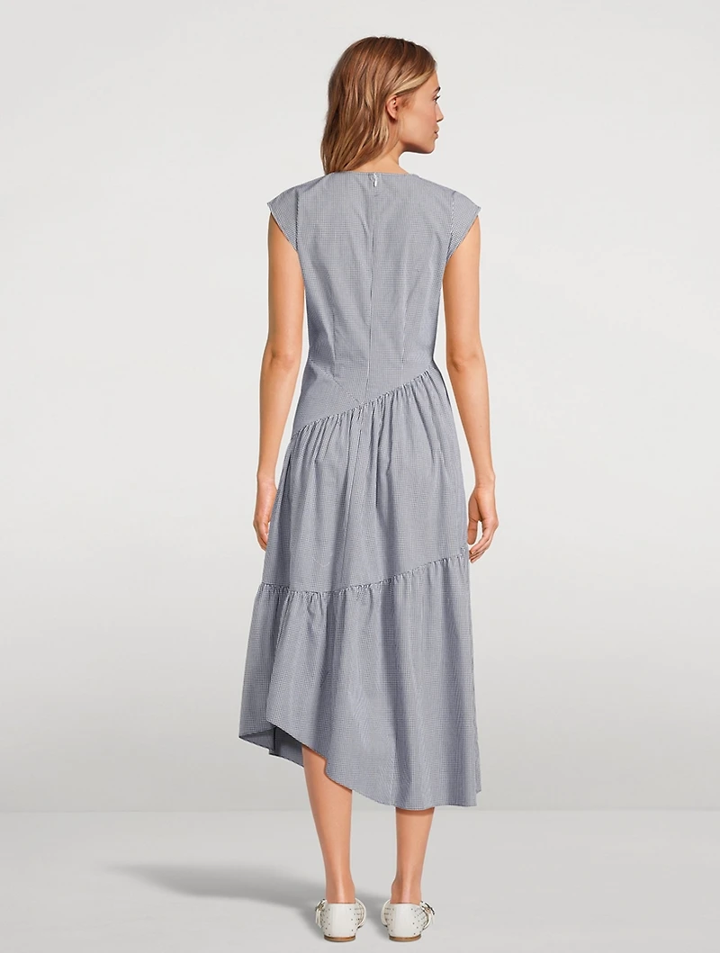 The Check Gathered Midi Dress