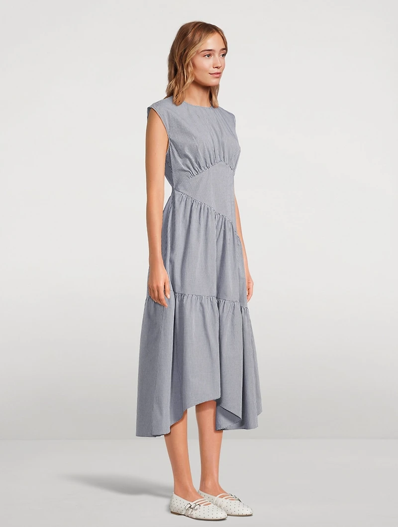 The Check Gathered Midi Dress