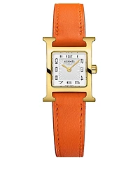 Heure H TPM Leather Strap Watch, 17.2 x 17.2mm
