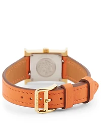 Heure H TPM Leather Strap Watch, 17.2 x 17.2mm