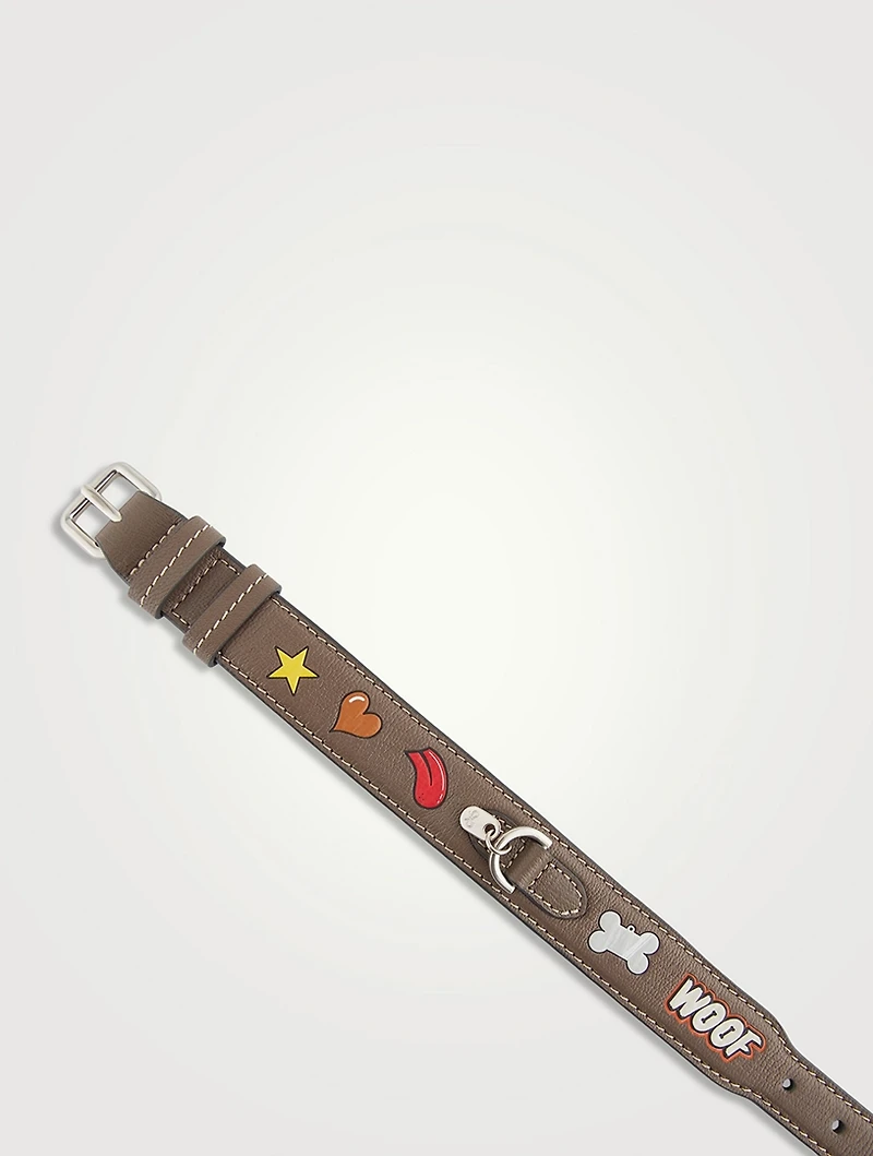 Small Stickers Leather Dog Collar