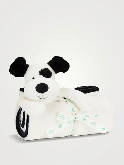 Bashful Black And Cream Puppy Blankie