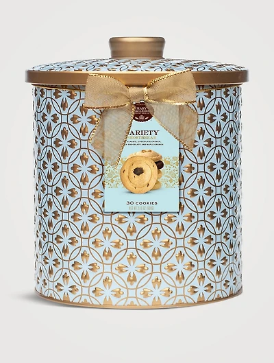 Embossed Cookie Jar Tin of 30 Assorted All-Butter Shortbread Cookies