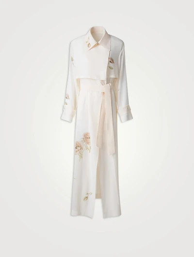 Haider Belted Silk Trench Coat Floral Print