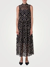 Embroidered Tulle Midi Dress