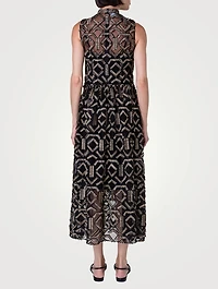 Embroidered Tulle Midi Dress