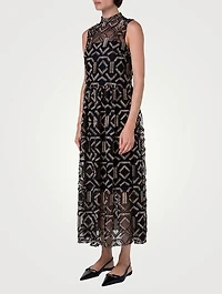 Embroidered Tulle Midi Dress
