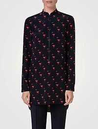 Silk Tunic Blouse Flamingo Print