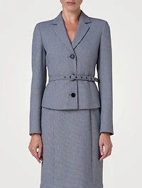 Belted Blazer Houndstooth Print