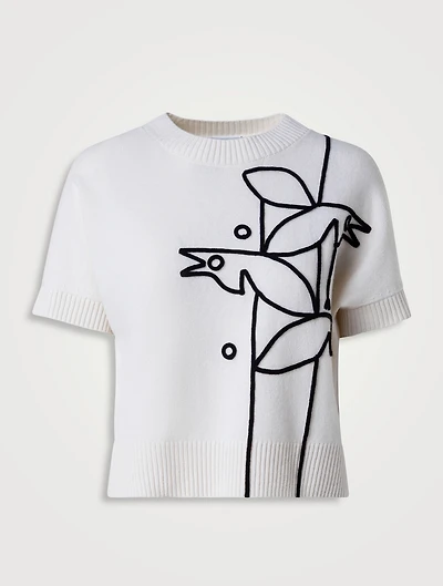 Short-Sleeve Wool And Cashmere Sweater