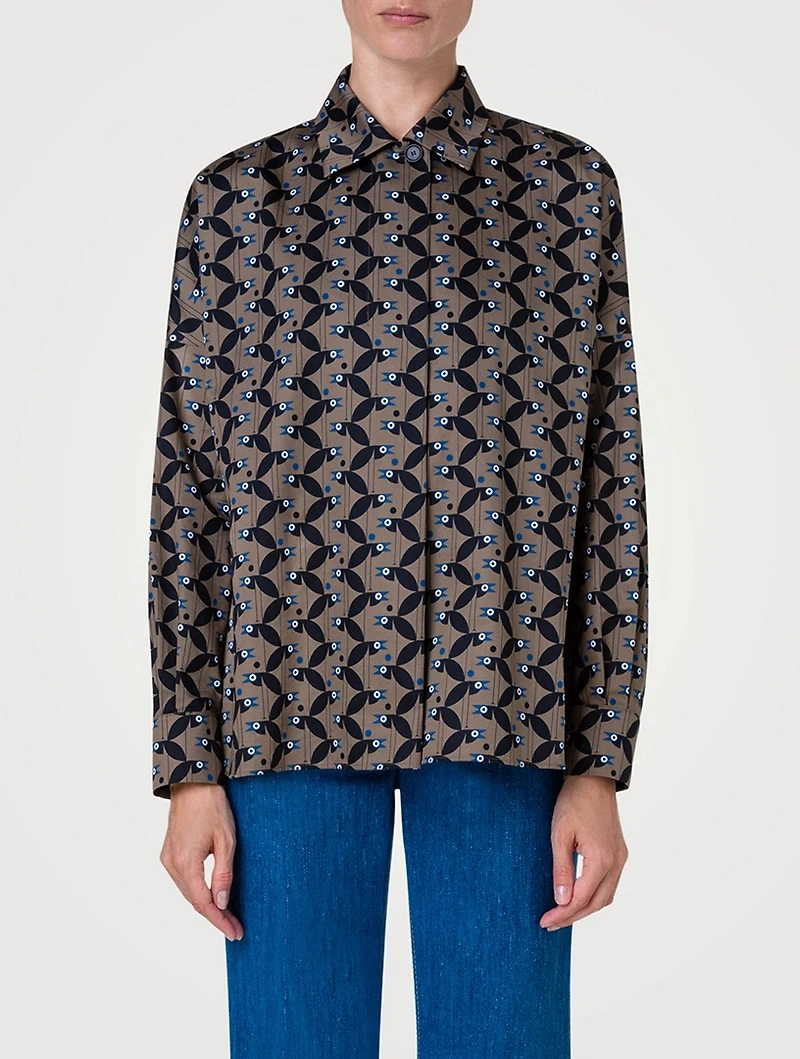 Poplin Shirt Bird Print