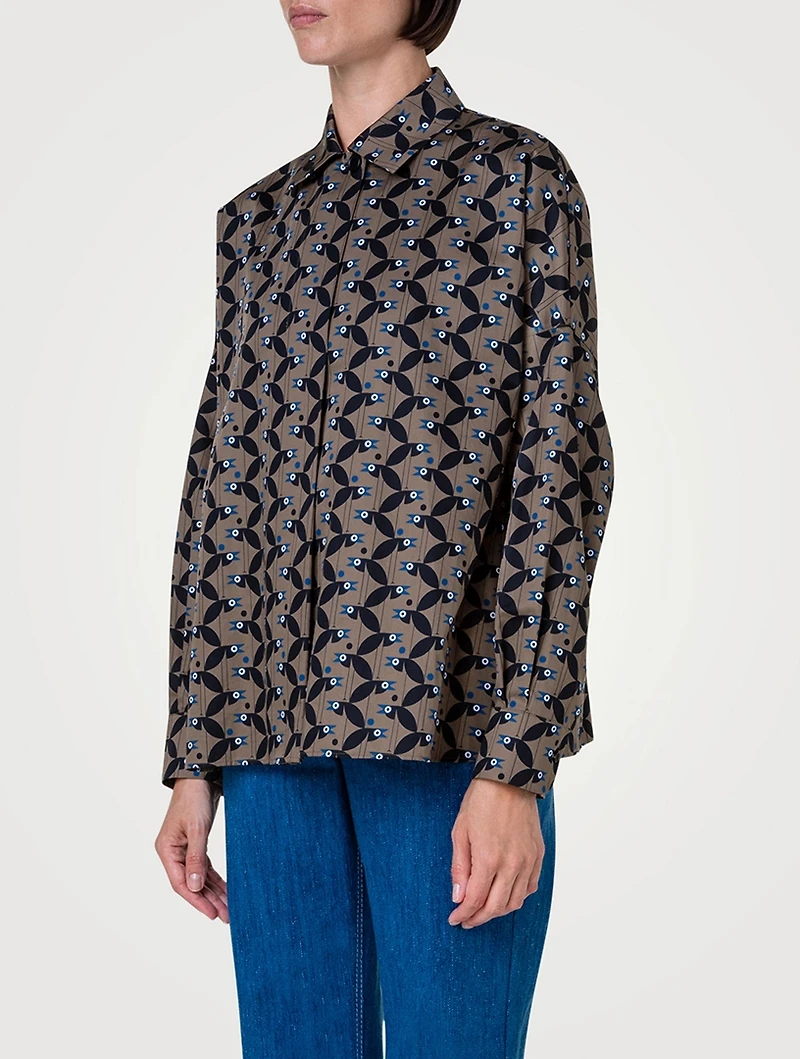 Poplin Shirt Bird Print