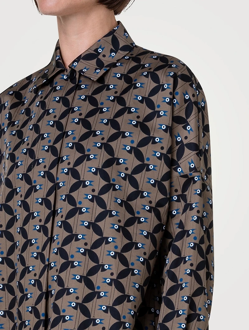 Poplin Shirt Bird Print