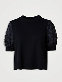 Fringe-Sleeve Wool Sweater