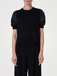 Fringe-Sleeve Wool Sweater