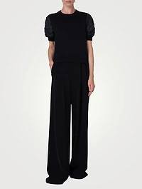 Fringe-Sleeve Wool Sweater