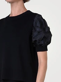 Fringe-Sleeve Wool Sweater
