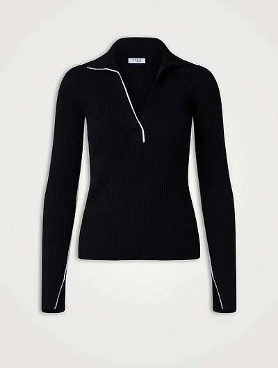 Merino Wool Polo Sweater