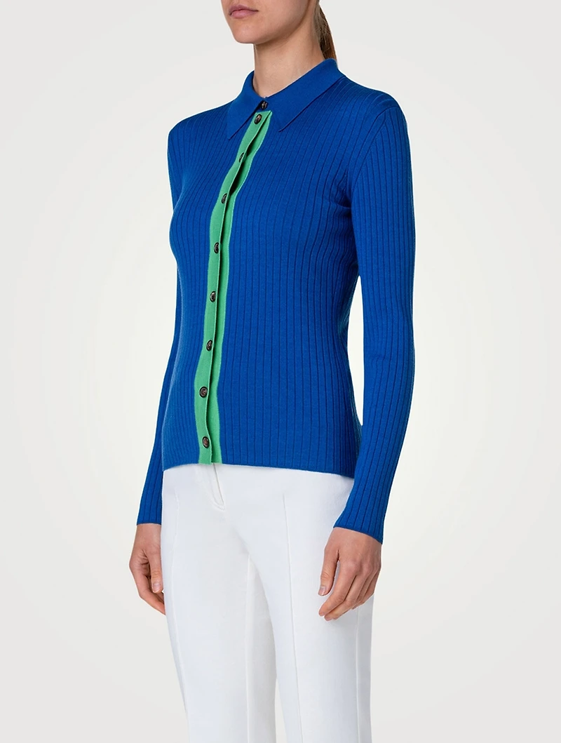Ribbed Polo Cardigan