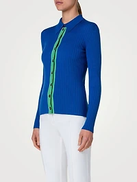 Ribbed Polo Cardigan