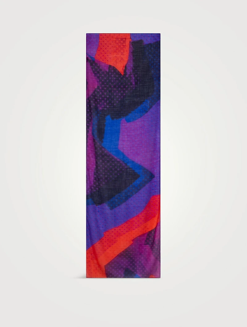 Cashmere Silk Scarf In Superimposition Print