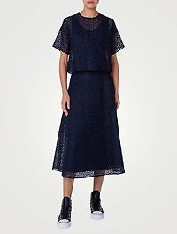 Floral-Embroidered Organza T-Shirt