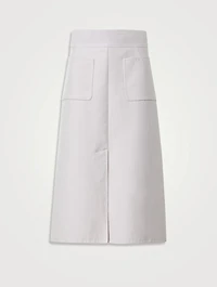 Cotton Silk Midi Skirt