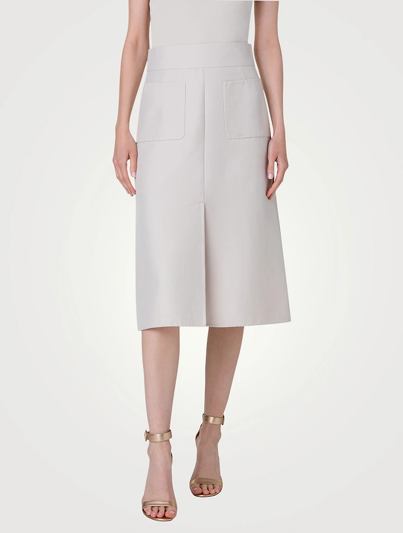 Cotton Silk Midi Skirt