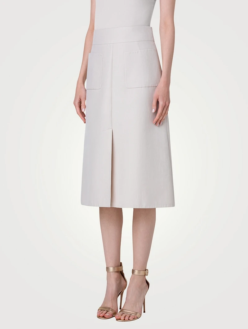 Cotton Silk Midi Skirt