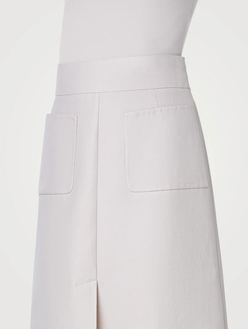 Cotton Silk Midi Skirt