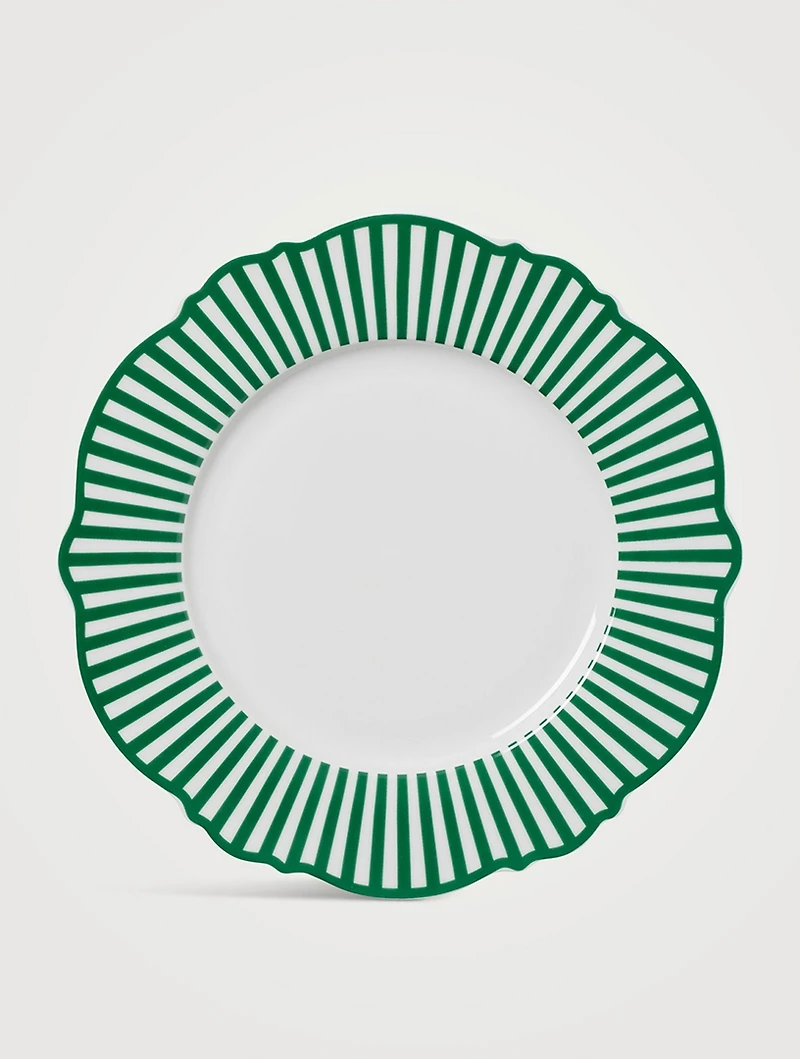 Set Of Four Green Wave Dinner Plates