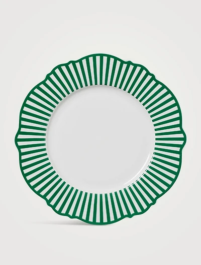 Set Of Four Green Wave Dinner Plates