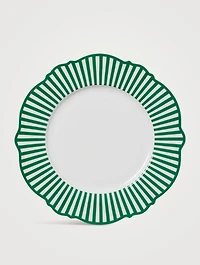 Set Of Four Green Wave Dinner Plates