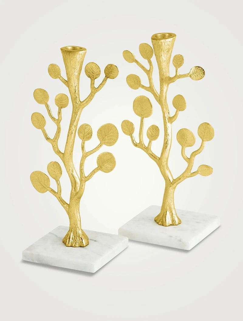 Set of Two Botanical Leaf Candleholders