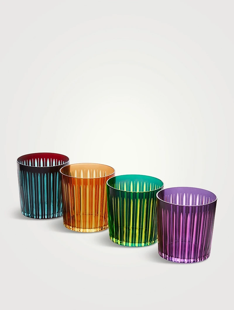 Set Of Four Prism Double Old Fashion Glasses