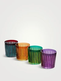 Set Of Four Prism Double Old Fashion Glasses