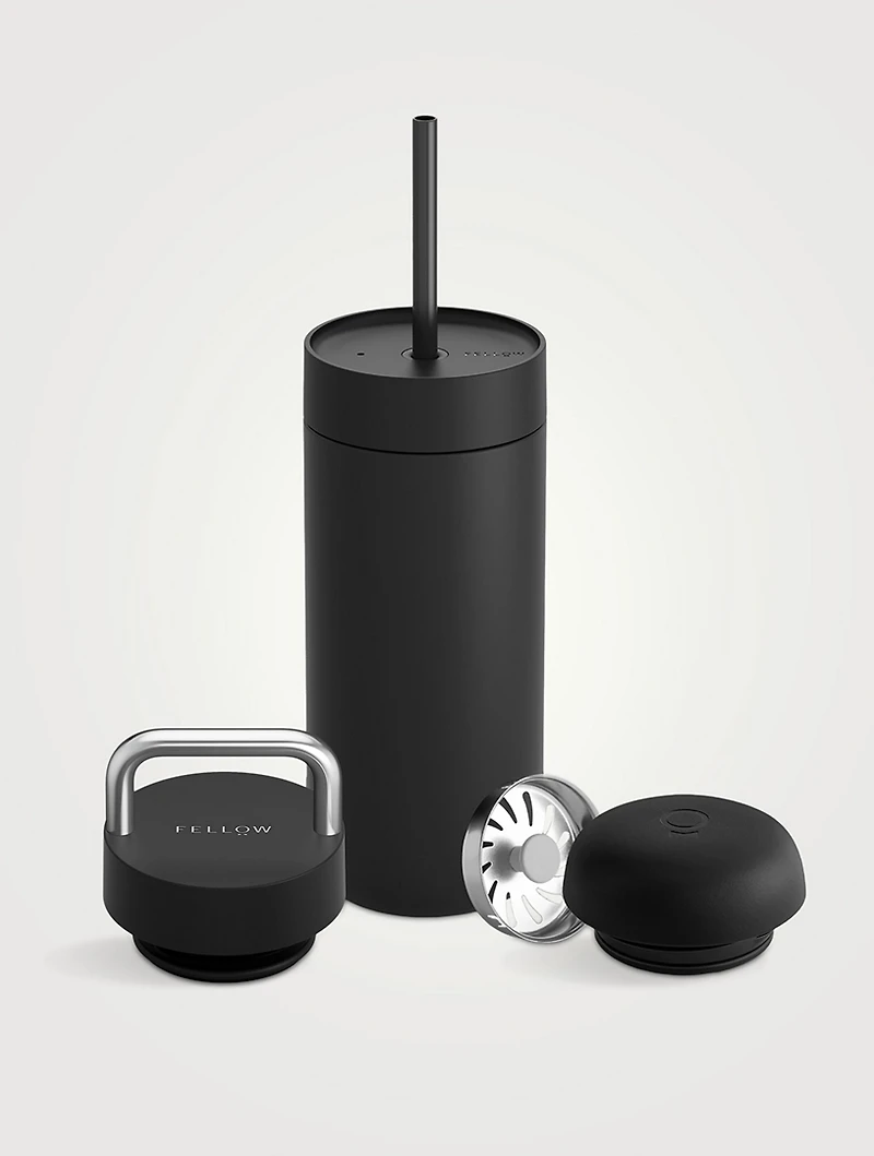 16-Ounce Carter 3-in-1 Lid System Matte Black Move, Carry, Cold Lid + Straw