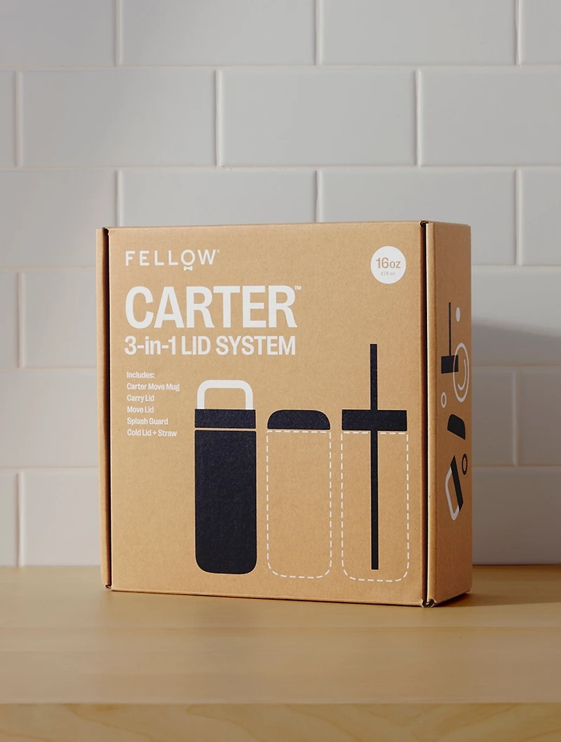 16-Ounce Carter 3-in-1 Lid System Matte Black Move, Carry, Cold Lid + Straw