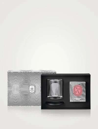 Limited Edition Candle Holder Set with Roses Candle
