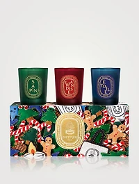 Sapin (Pine Tree), Friandise (Sweet Treat), Étoile (Star) - Set of 3 Small Candles