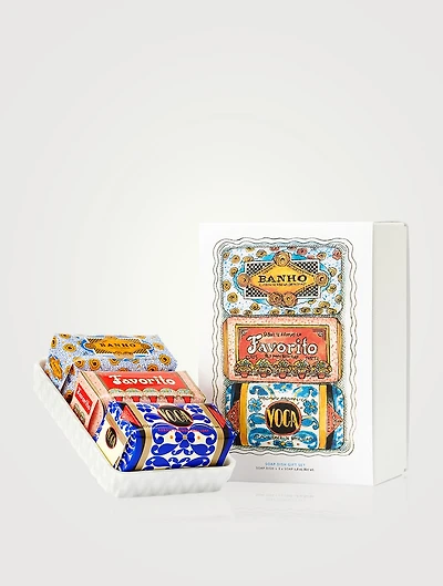 Three Mini Soap  & Soap Dish Gift Set
