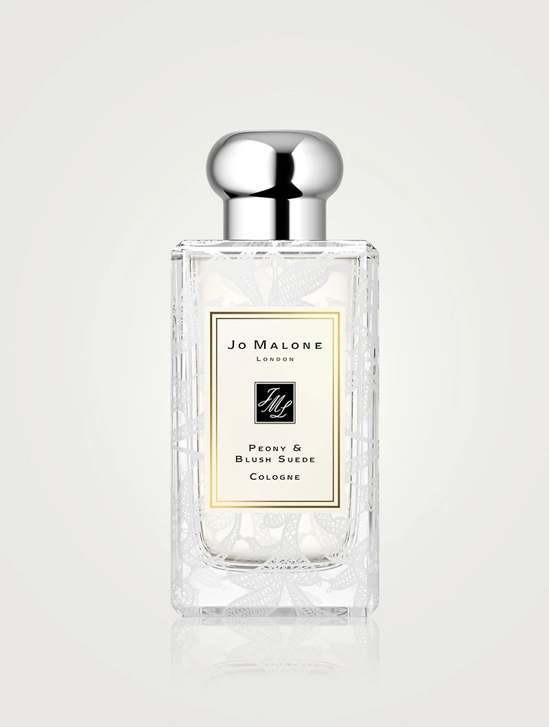 Peony & Blush Suede Cologne with Daisy Leaf Lace Design