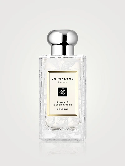 Peony & Blush Suede Cologne with Daisy Leaf Lace Design