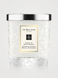 Peony & Blush Suede Home Candle with Lace Design