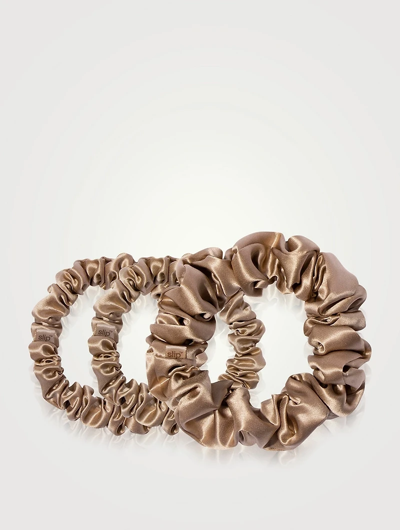 Pure Silk Assorted Scrunchies - Light Brown