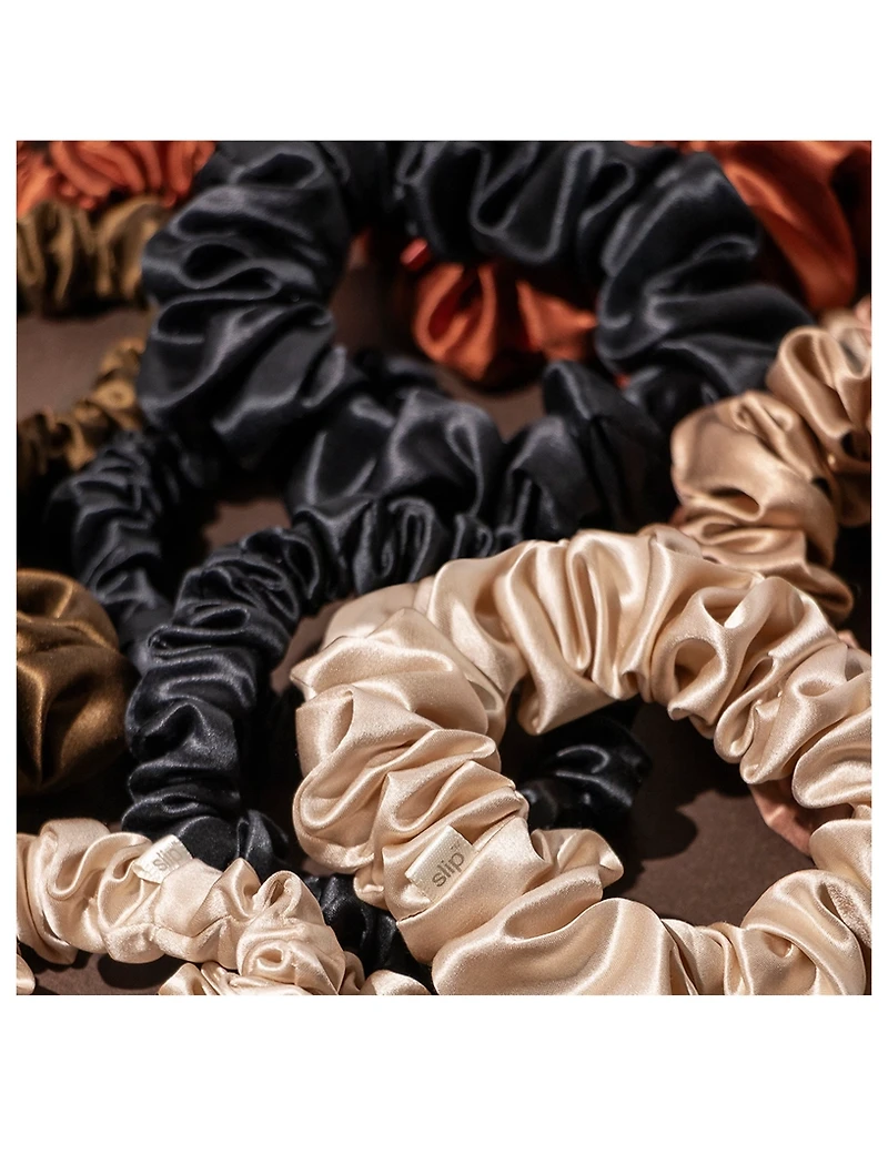 Pure Silk Assorted Scrunchies - Light Brown