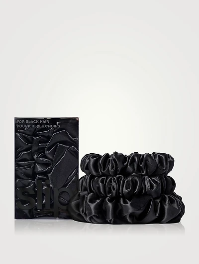 Pure Silk Assorted Scrunchies - Black