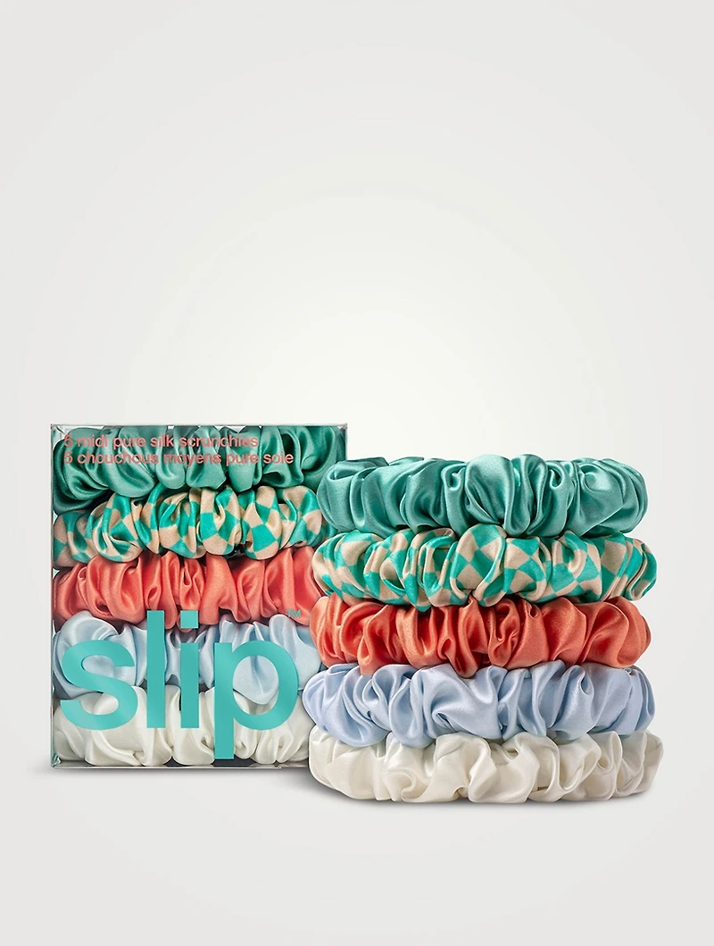 Pure Silk Midi Scrunchies - Seashell
