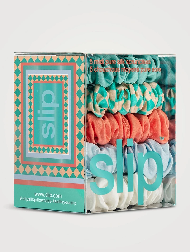 Pure Silk Midi Scrunchies - Seashell